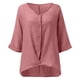 thumbnail image 5 of Blusa de verano de lino con cuello en V y botones para mujer - Top informal oversize de manga corta y corte holgado, 5 of 5