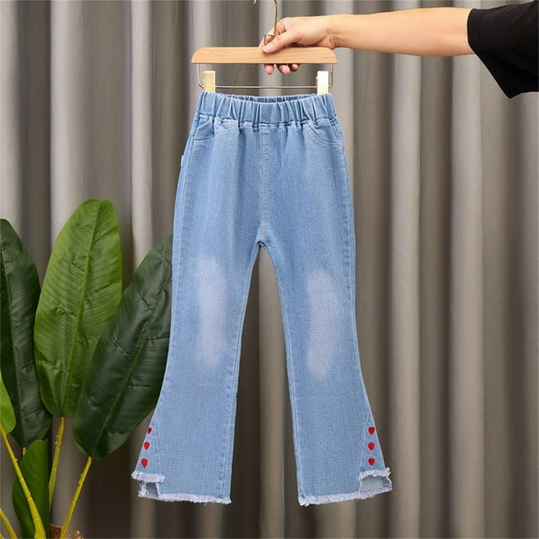 Girl's High Waist Loose Denim Cargo Pants Long Jeans 5-6 Years Toddler Kids  Baby Girls Fashion Cute Sweet Boe Flared Pants Trousers Jeans Pants