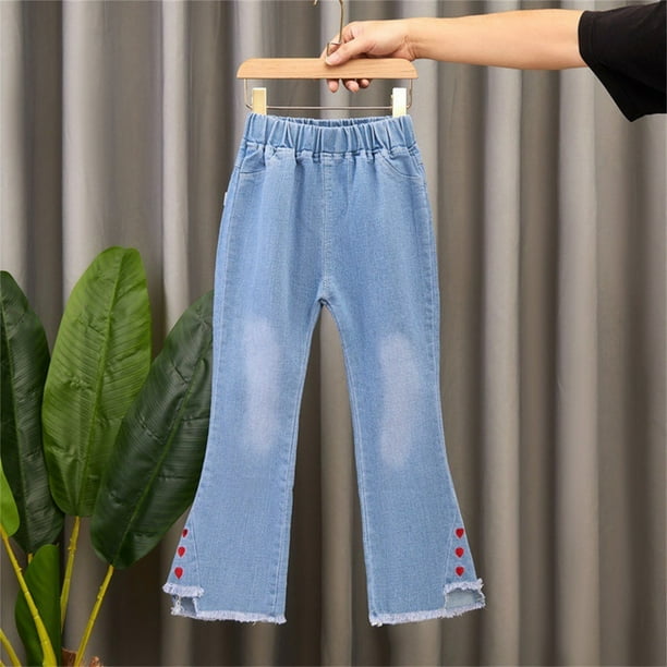 IROINID Deals Jeans for Girls Toddler Kids Baby Girls Cute Sweet Flared Pants Trousers Jeans Pants Red