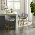thumbnail image 6 of Art Leon Counter Height Bar Stools, 26" Height Swivel Velvet, Island Stools with Golden Metal Legs, Set of 2, Gray, 6 of 10