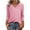 Pink, variant on Women's Tops Casual V Neck Three Quarter Sleeve Blouse, Breathable Loose Fit Pullover T-Shirt for All Seasons
