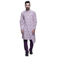 thumbnail image 1 of Atasi Designer Kurta Pajama For Men Printed Angrakha Kurta Set Summer Clothing, 1 of 3