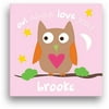 Sandra Magsamen Personalized Owl Canvas Wall Art, 16" x 16", Pink