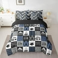 thumbnail image 2 of Homewish Travel Trailer 7-Piece Twin Bedding Sets,Happy Camping Bedding Comforter Set,Blue Gray Checkered Sheet Sets For Boys Kids,Luxury Bedroom Decor Reversible, 2 of 8