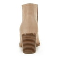 thumbnail image 4 of Dellytop Womens Mid Heel Pointed Toe Stacked Ankle Boots V Cut Back Zipper Faux Leather Booties, 4 of 4