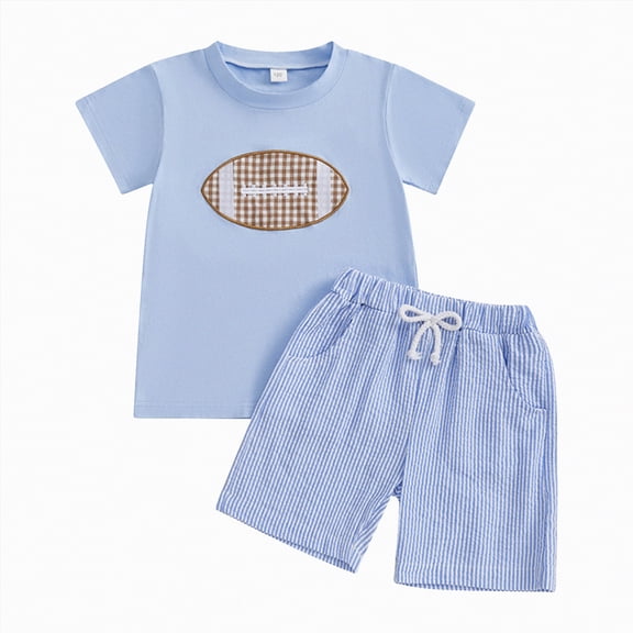 Hessimy Toddler Boy 2-Piece Cotton Outfit Color Print T-Shirt and Shorts Set Casual Summer Clothes(Blue,3-4 Years)