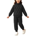 thumbnail image 2 of Taqqpue Toddler Girls Solid Color Sweatshirt Casual Pants Set 0-10T | Long Sleeve Crewneck Pullover Tops + Joggers,Girls Sweatsuits, Cute 2Pcs Infant Fall Winter Keep Warm Fleece Outfits for Kids, 2 of 10