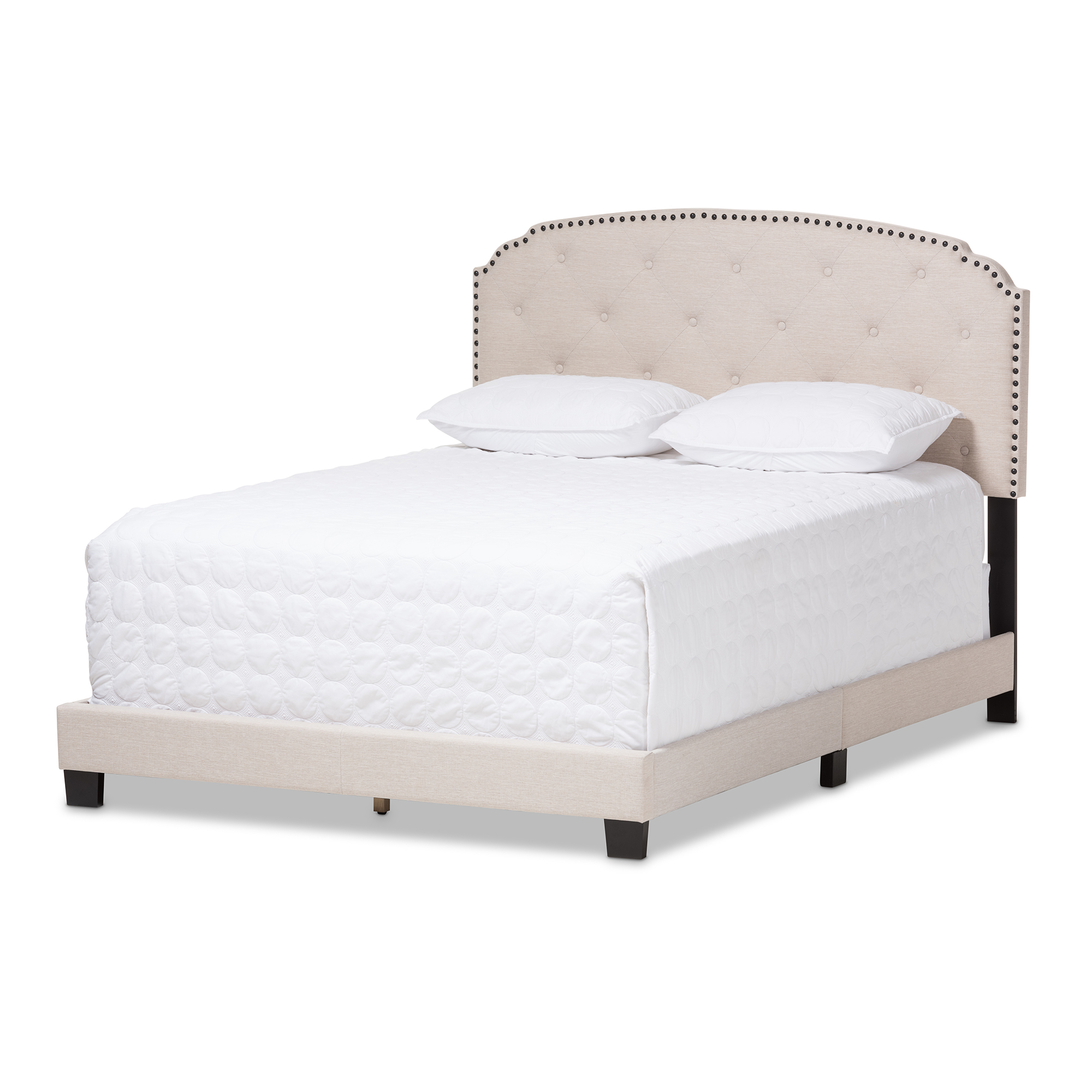 Baxton Studio Lexi Light Beige Fabric Upholstered Queen Size Bed