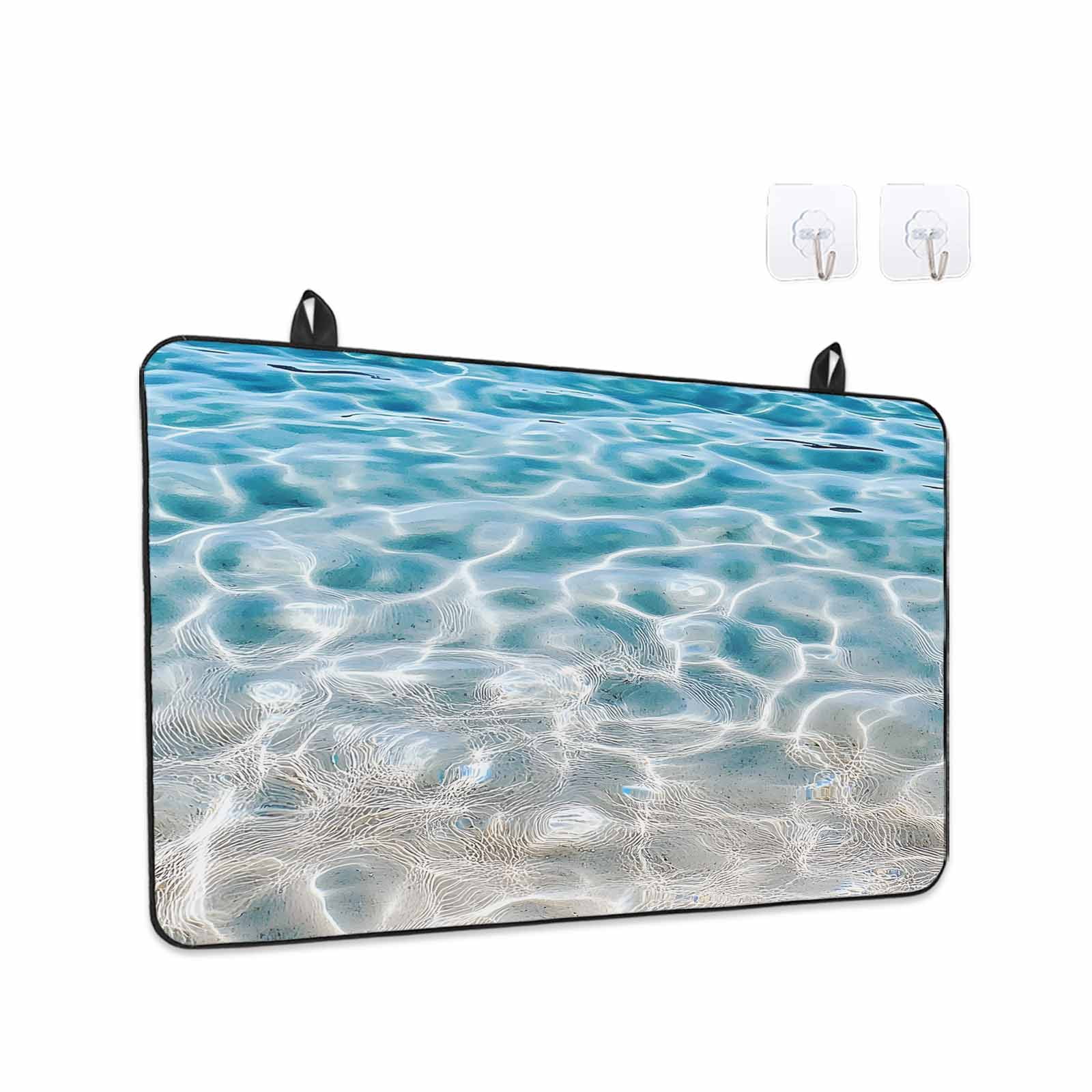 Blue Ocean Stove Top Cover for Electric Stove, Heat-proof & Non Slip Glass Top Stove Cover Protector, Underwater Sea Waves Water Ripple Seascape Kitchen Flat Cooktop Rubber Mat 24x21 Inches