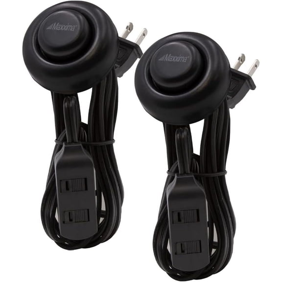 9 ft 3 Outlet Extension Cord - Featuring an Easy to Use On/Off Foot Switch, Ideal to Plug in Lamps, Appliances, Lighting Accessories, or for Senior Living Use, 125VAC - Black - Pack of 2