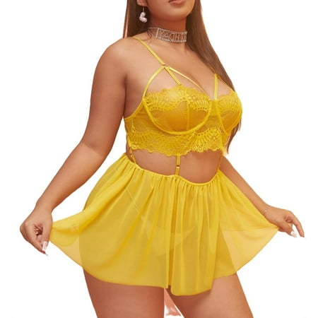 

Babydolls Yellow Plus Size Sexy Lingerie (Women s)