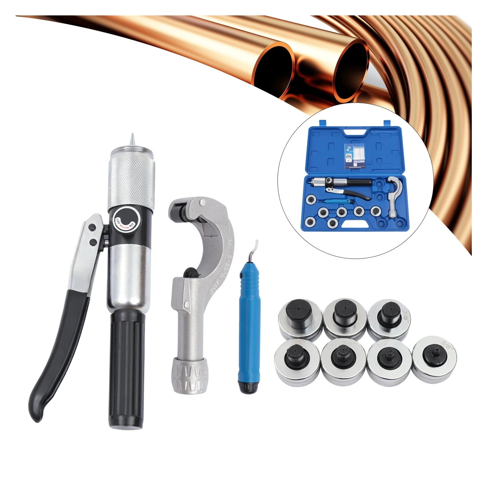 Hydraulic Tube Expander 3/8" - 1-1/8" 7 Lever HVAC Tubing Expanding Swaging Set ,Easy to Use