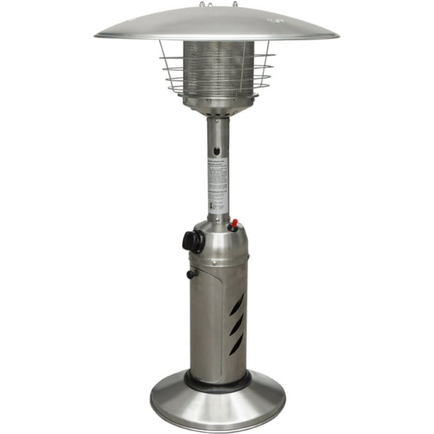 Hanover Mini Umbrella Tabletop Propane Patio Heater in Stainless Steel