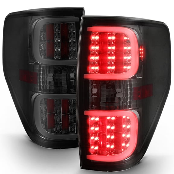 AKKON - For 2009-2014 Ford F150F-150 Smoked Lens [Dual C-Shape Tube] LED Tail Brake Light Lamps LH RH Pair