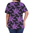 thumbnail image 4 of OutfitShow Plus Size Womens Tops Crew Neck Casual Tunic Short Sleeve Shirts Floral Blouses Loose Summer Tops, 4 of 7