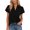 Black, variant on Summer Tops for Women Casual V-Neck Ruffled Sleeve Loose Four-Way Stretch Solid Color Basic Tee Shirt, White XXL