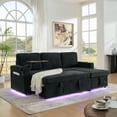 thumbnail image 6 of Barara King Convertible Sofa Bed with Retractable Table and LED Lighting, Sleeper Bed with USB Charging Ports and Cup Holders for Living Room, Office, Small Places, Black, 6 of 7