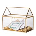 thumbnail image 1 of NCYP Boîte à Cartes en Verre Doré pour Réception de Mariage, 10.2x5.9x8.2 Pouces, Terrarium en Forme de Maison, Décoration de Table de Rangement à Domicile, Boîte en Verre Seulement, 1 of 7