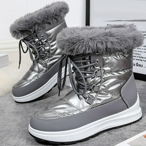 Xfvqtps Womens Snow Boots Plush Fleece Line Waterproof Thick