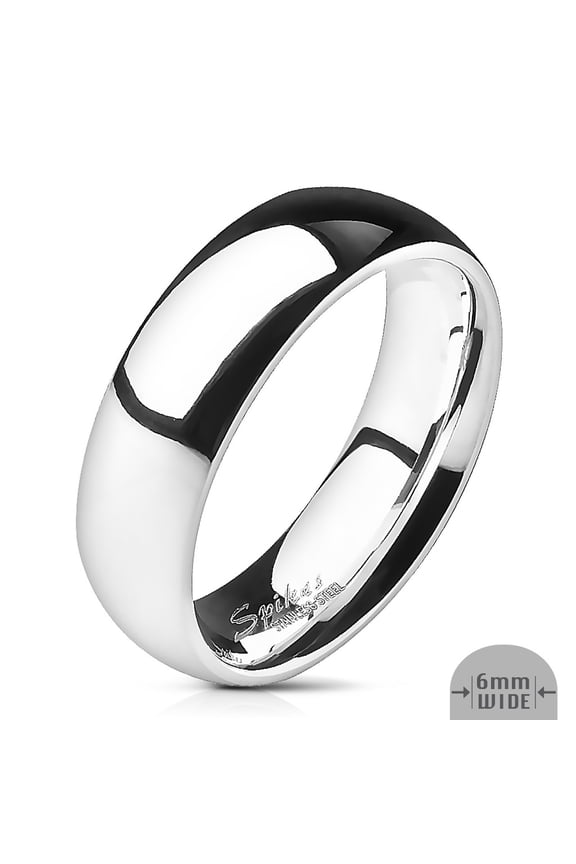 Unisex Stainless Steel 316 High Polished Wedding Band Ring Width 06 mm Size 10