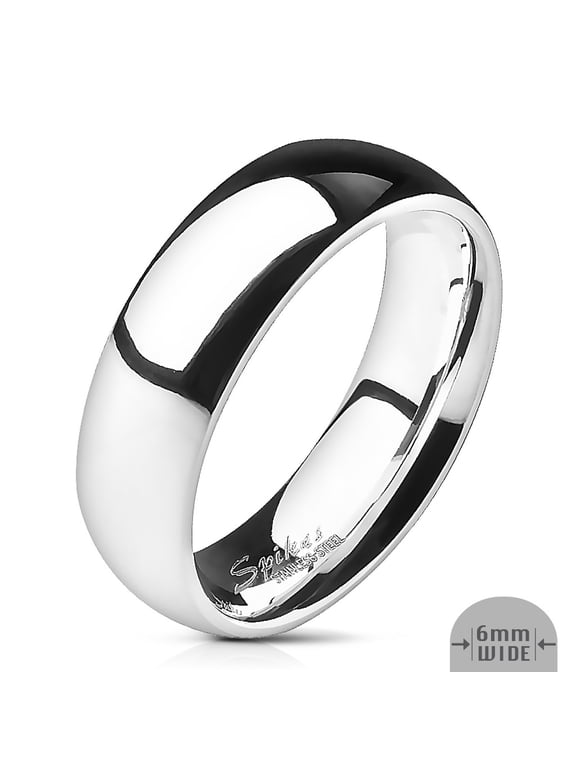 Unisex Stainless Steel 316 High Polished Wedding Band Ring Width 06 mm Size 10