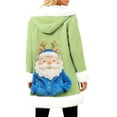 thumbnail image 2 of Unisex Casual and Fashionable Plush Collar Hooded Long Sleeve Jacket with Christmas Printing, for Men and Women Daily Use,Army Green,2XL, 2 of 6
