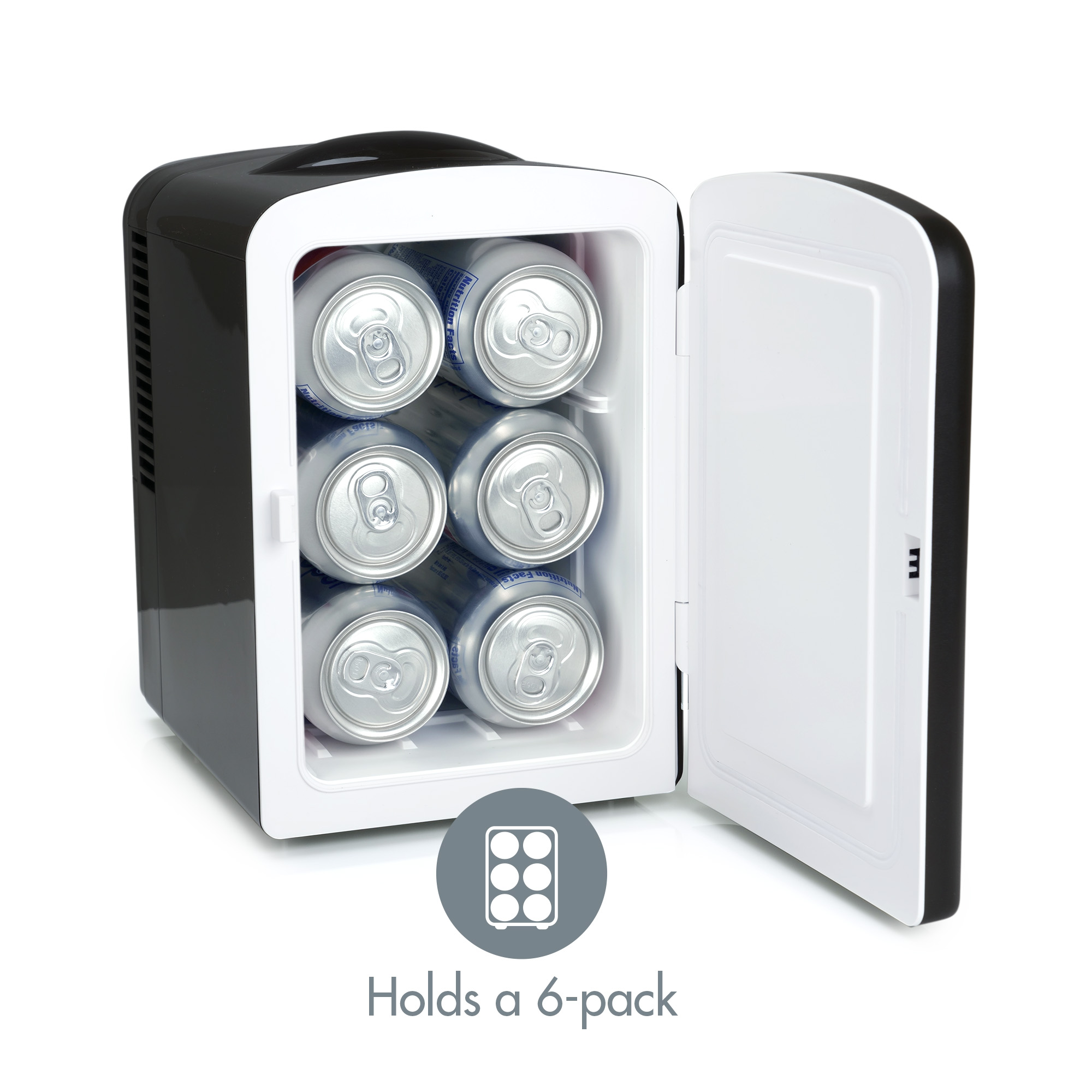 Personal Chiller 6 Can Mini Fridge Beverage and Skincare Refrigerator, Black - image 4 of 5
