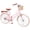 Pink, variant on 22" Beach Cruiser Bike with Front Basket,Comfortable City Commuter Bicycle with steel frame,Pink