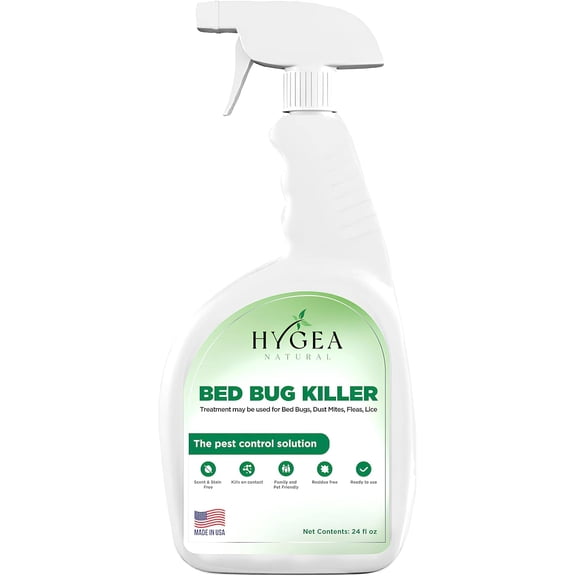 Hygea Natural Bed Bugs & Lice Treatment Spray - Child & Pet Safe, Odorless, Non-Toxic & Stain-Free Tick Treatment, 128oz (Gallon Refill)