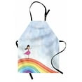 thumbnail image 1 of Ballerina Apron, Graphic Illustration Drawing of Lady Dancing Freely on a Rainbow with Music Notes, Unisex Kitchen Bib with Adjustable Neck for Cooking Gardening, Adult Size, Multicolor, by Ambesonne, 1 of 4