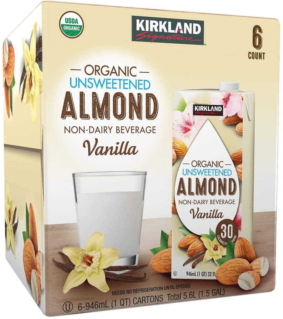 Organic Non-Dairy Unsweetened Vanilla Almond Beverage Cartons: 6 Ct. (32 Fl. Oz)