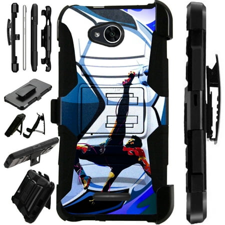 Bicycle Spray Holster For Alcatel Tetra (2018) Case Armor Hybrid Silicone Cover Stand LuxGuard Holster (Soccer Bicycle Kick) ()