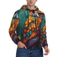 thumbnail image 2 of Uemuo Colorful Owl Forest Pattern Men's Hoodie - Casual Pullover Hoodie with Kangaroo Pocket, Stylish Hooded Sweatshirt for Everyday Wear-Large, 2 of 7
