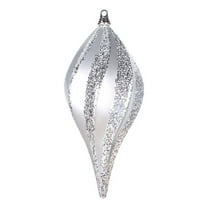 Pemberly Row 8'' Plastic Glitter Swirl Drop Christmas Ornament in Silver