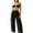 Black, variant on Bathing Suit for Women High Waisted Cutout Halter Bikini Sets Modest 3 Piece Swimsuit with Sheer Ruffle Pants