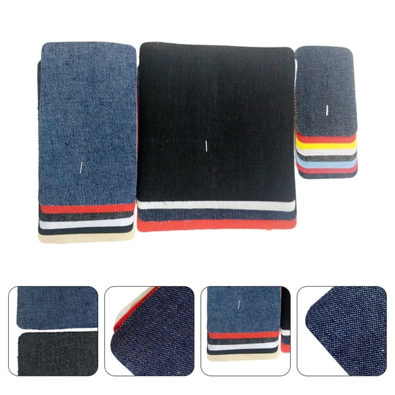 LIFKOME 18-Piece Denim Patch Set with Assorted Colors for Clothes Repair, Sewing, and Decorative Crafting