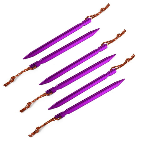 Activity Camping Tent Peg Ground Stakes W Reflective Pull Cord Activity Camping Tent Peg Ground Stakes W Reflective Pull Cord Purple 6pcs