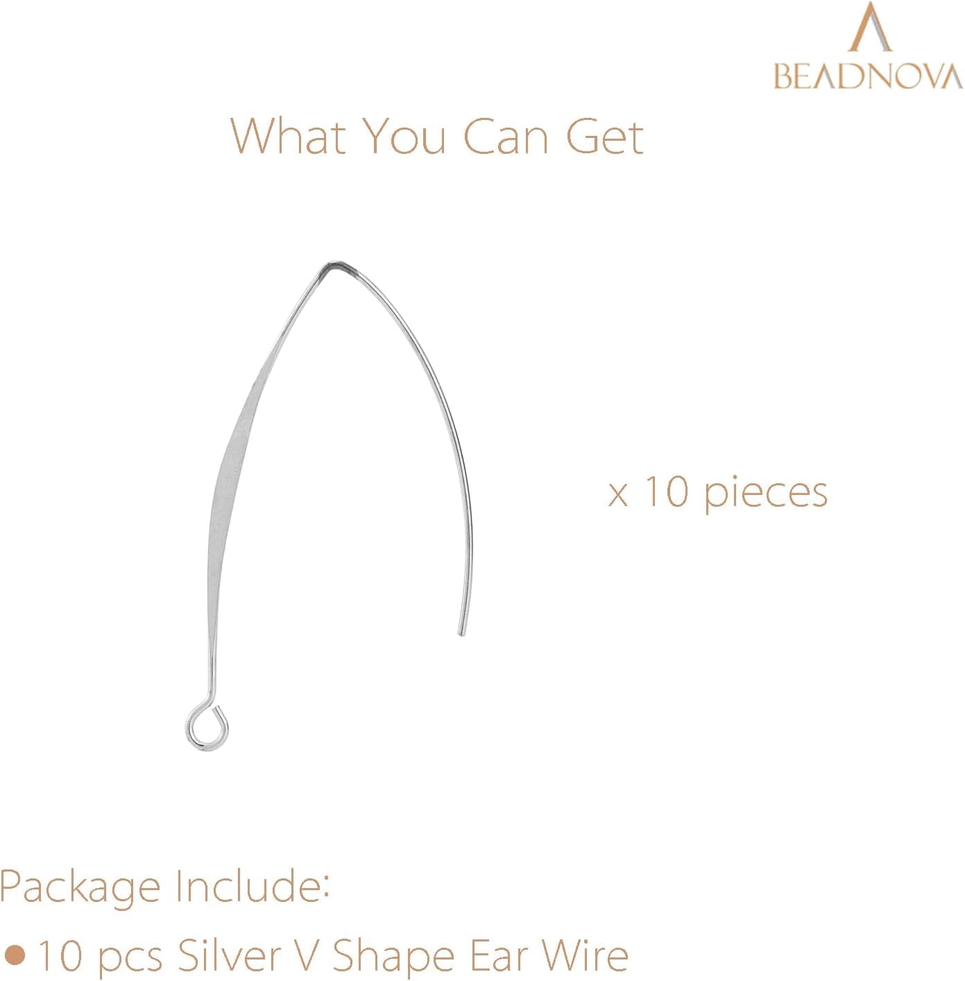 V Shape Ear Wire Long Earring Wire Earring Hook for Dangle Earwire Making Jewelry Making Ear Post DIY (Silver 43mm, 10pcs)