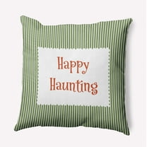 16" x 16" Simply Daisy Halloween Happy Haunting Ticking Polyester Accent Pillow, Scallion Qty 1