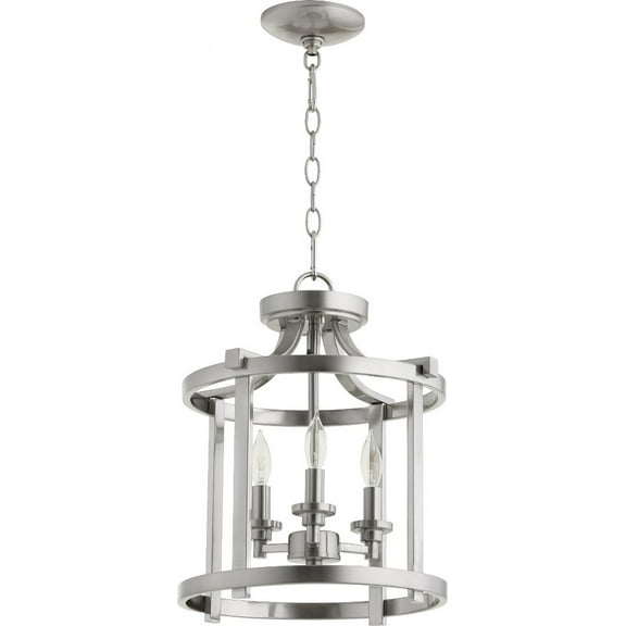 2817-13-65 Quorum Lighting Lancaster - 3 Light Dual Mount Pendant in Transitional style - 13 inches wide by 15.75 inches high-Satin Nickel Finish