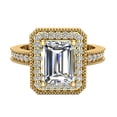 thumbnail image 4 of Emerald Cut Solitaire Diamond Halo Wedding ring and Twisted Shank Ring 14K Yellow Gold, 4 of 5