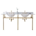 thumbnail image 2 of Water Creation Embassy 72" Double Brass Wash Stand in Satin Gold/White, 2 of 5