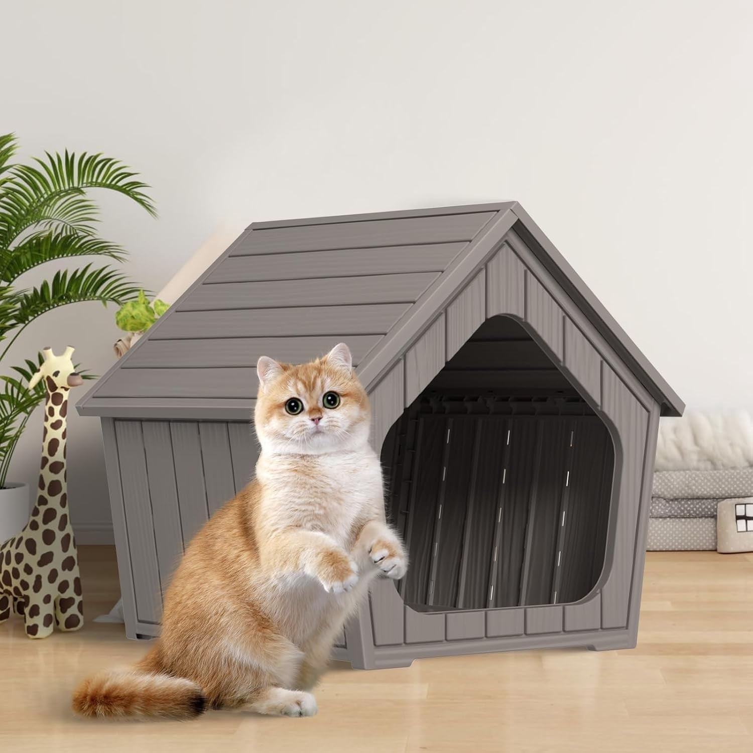 Indoor&Outdoor Waterproof Cat House, 23.43×22.64×22.8 Inches, Insulated Cat Shelter for All Seasons, Easy to Assemble, Suitable for Cats and Small Dogs