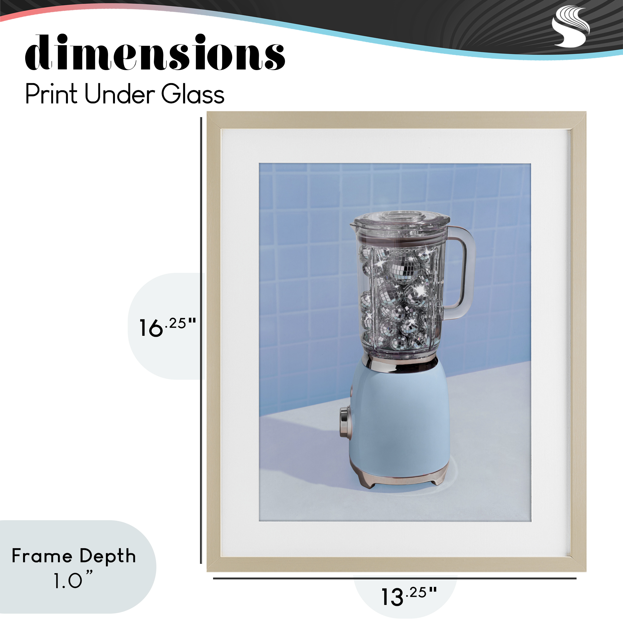 Stupell Industries Disco Drink Mixer over Blue Birch Framed Print Under Glass, design by LISH Creative