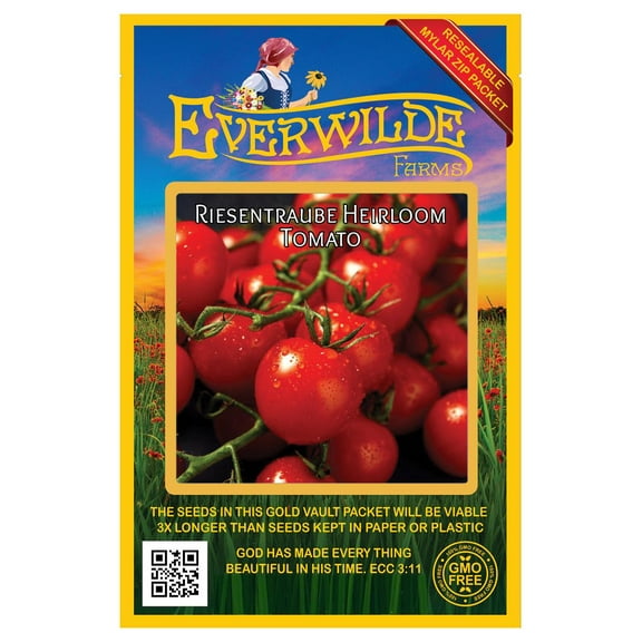 Everwilde Farms - 50 Riesentraube Heirloom Tomato Seeds - Gold Vault Seed Packet
