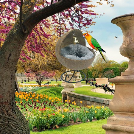 Hamster Nest Coconut Shell Hideout Hamster Habitat Table Decoration Portable Breeding Nest Hanging Swing Parrot Nest for Small Animal