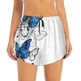 thumbnail image 2 of Goofa Blue Flying Butterflies Printed Women 2 in 1 Running Shorts,Quick Dry Athletic Workout Shorts,High Waisted Athletic Shorts with Liner Pockets-Small, 2 of 9