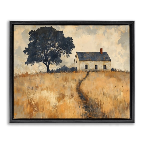 Stupell Industries Impressionist House on Hilltop Black Framed Floater Canvas Wall Art design by LSR Creative Studio, 17 x 21