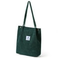 thumbnail image 1 of Shengyu Sacs en Velours Côtelé pour Femmes Sac à Bandoulière Léger Réutilisable Grande Capacité Sacs de Courses Rétro Sacs à Main Décontractés Sangle Renforcée Vert Noirâtre, 1 of 8