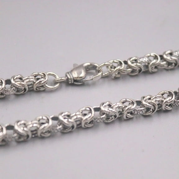 K-KED Real Solid S925 Sterling Silver Necklace 6mm Byzantine Link Chain 20inch L